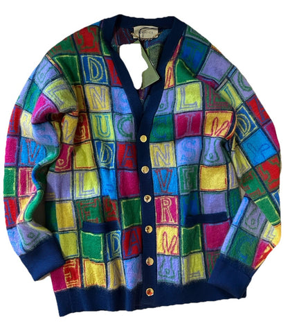 Gucci Men’s Cardigan Sweater Green/Yellow/Multi. Size M 725685 New $2850