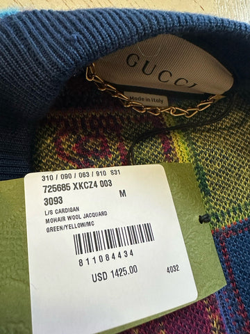 Gucci Men’s Cardigan Sweater Green/Yellow/Multi. Size M 725685 New $2850