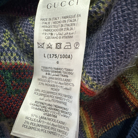 Gucci Men’s Cardigan Sweater Green/Yellow/Multi. Size L 725685 New $2850