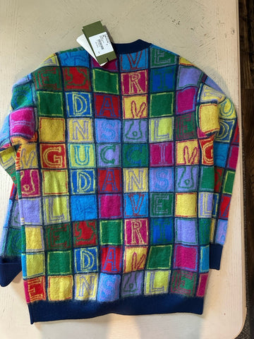 Gucci Men’s Cardigan Sweater Green/Yellow/Multi. Size L 725685 New $2850
