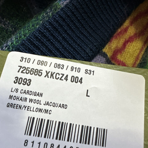 Gucci Men’s Cardigan Sweater Green/Yellow/Multi. Size L 725685 New $2850