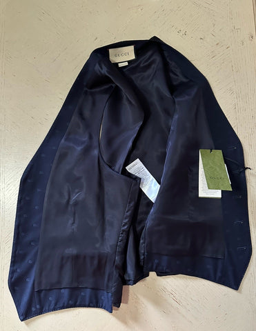 New $1300 Gucci Men GG Print Wool Vest Gilet Navy 40 US ( 50 Eu ) Italy