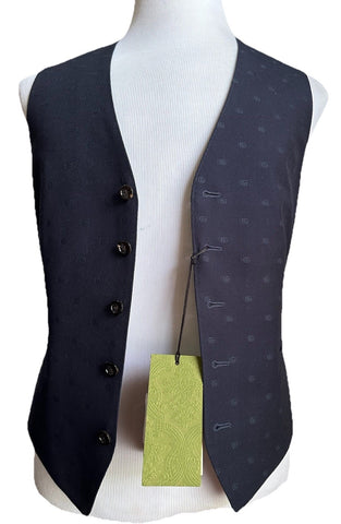 New $1300 Gucci Men GG Print Wool Vest Gilet Navy 38 US ( 48 Eu ) Italy