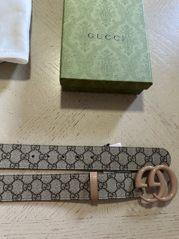 Gucci Women Leather GG Belt Brown/Beige Size 115/46 NWT 400593 HUH4V