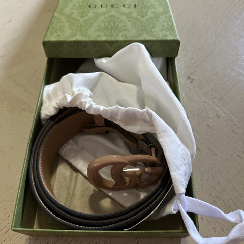 Gucci Women Leather GG Belt Brown/Beige Size 115/46 NWT 400593 HUH4V