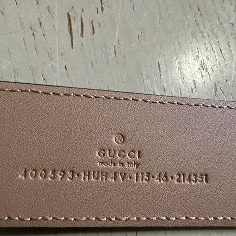 Gucci Women Leather GG Belt Brown/Beige Size 115/46 NWT 400593 HUH4V