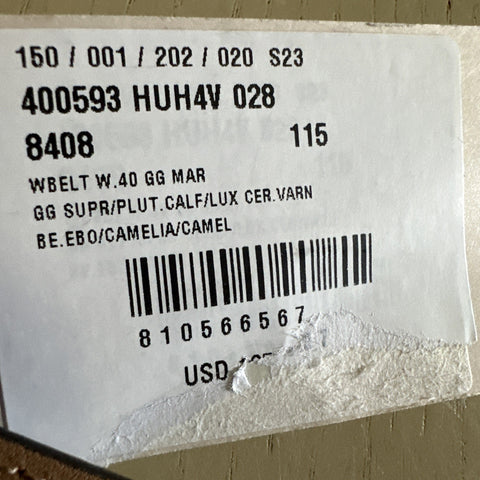 Gucci Women Leather GG Belt Brown/Beige Size 115/46 NWT 400593 HUH4V