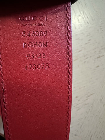 Gucci Women Leather GG Belt Red Size 95/38 NWT 546389