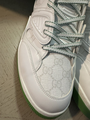 New Gucci Men GG Logo Demetra Basket Sneakers Green/White 13.5 US/13 UK 698785