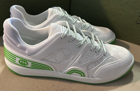 New Gucci Men GG Logo Demetra Basket Sneakers Green/White 13.5 US/13 UK 698785