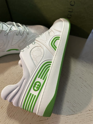 New Gucci Men GG Logo Demetra Basket Sneakers Green/White 13.5 US/13 UK 698785