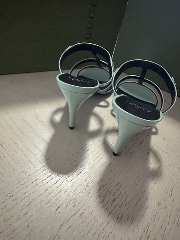 Gucci Women Leather Sandal Shoes Pasific Green 9.5 US/39.5 Eu New 776643