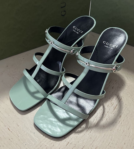 Gucci Women Leather Sandal Shoes Pasific Green 9.5 US/39.5 Eu New 776643