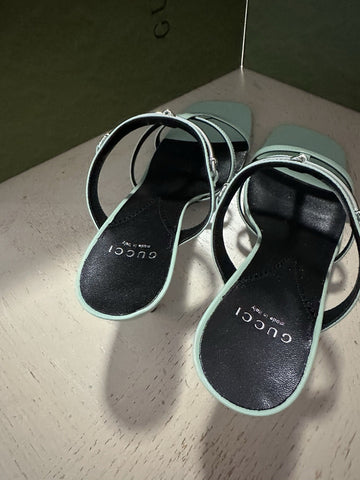 Gucci Women Leather Sandal Shoes Pasific Green 9.5 US/39.5 Eu New 776643