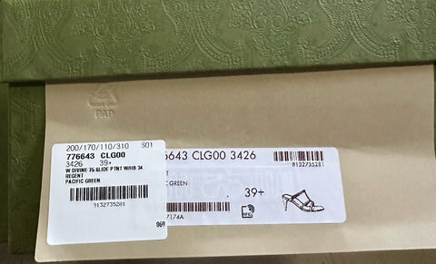 Gucci Women Leather Sandal Shoes Pasific Green 9.5 US/39.5 Eu New 776643