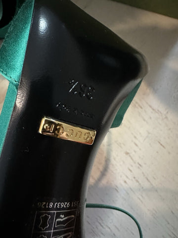 Gucci Women Satin Strap Pumps Sandal Shoes Green 6.5 US/36.5 Eu New 752966