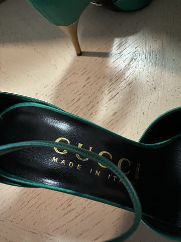 Gucci Women Satin Strap Pumps Sandal Shoes Green 6.5 US/36.5 Eu New 752966