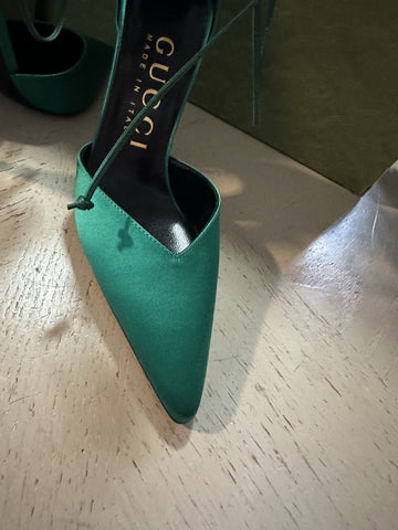 Gucci Women Satin Strap Pumps Sandal Shoes Green 6.5 US/36.5 Eu New 752966