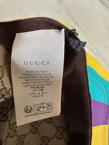 Gucci Men Baseball Cap Gucci Logo hat Yellow/Blue/Purple Size M New 751544