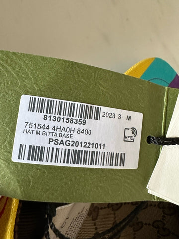 Gucci Men Baseball Cap Gucci Logo hat Yellow/Blue/Purple Size M New 751544