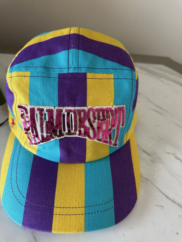 Gucci Men Baseball Cap Gucci Logo hat Yellow/Blue/Purple Size M New 751544