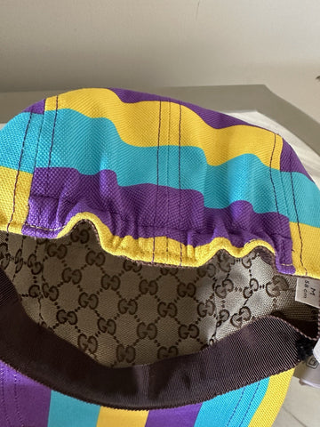 Gucci Men Baseball Cap Gucci Logo hat Yellow/Blue/Purple Size L New 751544