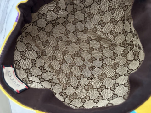 Gucci Men Baseball Cap Gucci Logo hat Yellow/Blue/Purple Size L New 751544