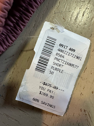 Isaia  Mens Drawstring Short Pants Purple Size 34 US/50 Eu New $675