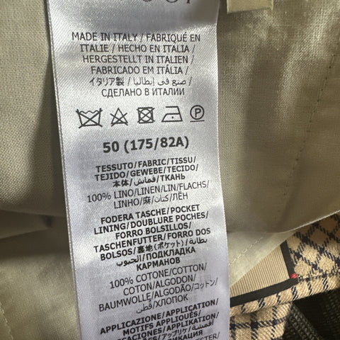 Gucci Men’s Linen Dress Pants Beige/Blue 34 US/50 Eu New $1350