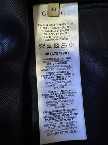 Gucci Men Double Breasted Sport Coat Jacket Blazer Navy 38 US/48 Eu New $3400