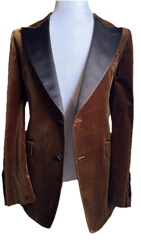 Gucci Men Stretch Velvet Sport Coat Blazer Jacket  Brown 42R US/52R Eu New $3600