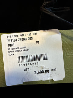 Gucci Men Stretch Velvet Sport Coat Blazer Jacket  Black 38 US/48 Eu New $3600