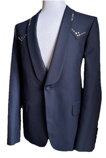 Gucci Men Wool Twill Jacket With Crystal Embroidery Navy 42R US/52R Eu New $3900