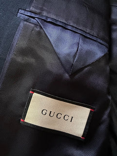 Gucci Men Wool Twill Jacket With Crystal Embroidery Navy 42R US/52R Eu New $3900