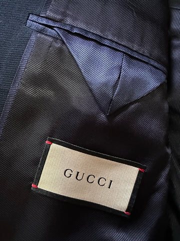 Gucci Men Wool Twill Jacket With Crystal Embroidery Navy 42R US/52R Eu New $3900