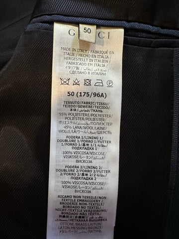 Gucci Men Wool Twill Jacket With Crystal Embroidery Navy 42R US/52R Eu New $3900