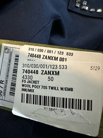 Gucci Men Wool Twill Jacket With Crystal Embroidery Navy 42R US/52R Eu New $3900