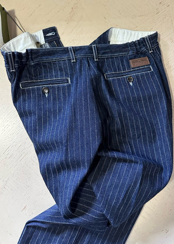 Gucci Men Straight-Leg Washed Striped Pants DK Blue 34 US/50 Eu New $1750