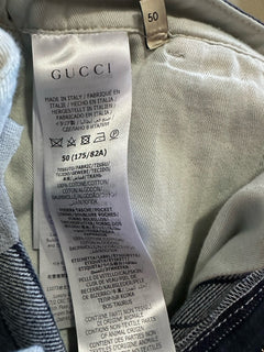 Gucci Men Straight-Leg Washed Striped Pants DK Blue 34 US/50 Eu New $1750