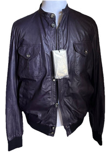 NWT $5700 Giorgio Armani Men’s Leather Jacket Blazer DK Purple 38 US/48 Eu Italy
