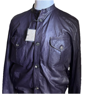NWT $5700 Giorgio Armani Men’s Leather Jacket Blazer DK Purple 38 US/48 Eu Italy