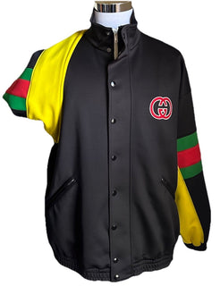 NWT $3200 Gucci Men's GG Track Jacket Black/Multicolor Size XL
