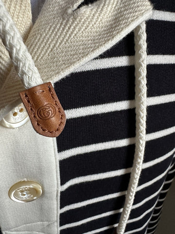 NWT $1980 Gucci Men's Striped Jersey Sweatshirt Pullover Navy M