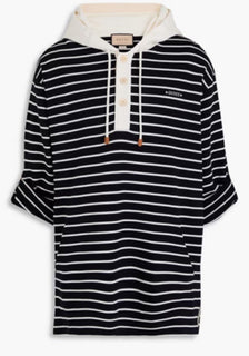 NWT $1980 Gucci Men's Striped Jersey Sweatshirt Pullover Navy M