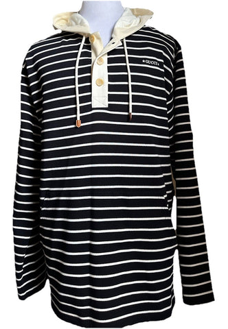 NWT $1980 Gucci Men's Striped Jersey Sweatshirt Pullover Navy M