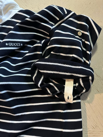 NWT $1980 Gucci Men's Striped Jersey Sweatshirt Pullover Navy M