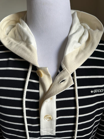 NWT $1980 Gucci Men's Striped Jersey Sweatshirt Pullover Navy M