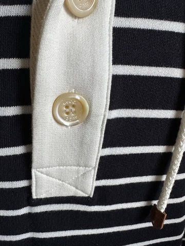 NWT $1980 Gucci Men's Striped Jersey Sweatshirt Pullover Navy M