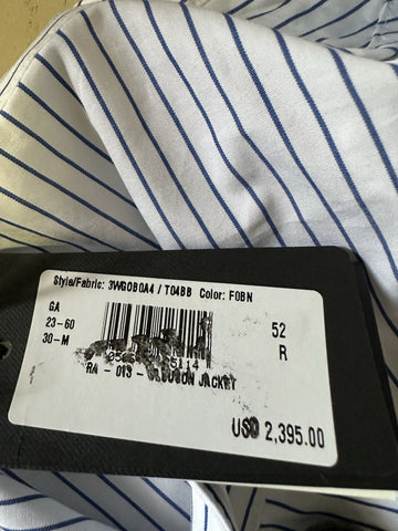 NWT $2395 Giorgio Armani Men Jacket Blazer White/Blue Striped 42 US/52 Eu
