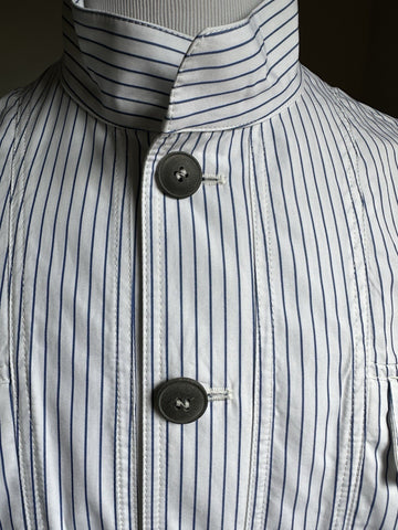 NWT $2395 Giorgio Armani Men Jacket Blazer White/Blue Striped 42 US/52 Eu